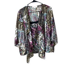 Jeanne‎ Alexander 2 Pc Open Front Cardigan & Tank Top XL